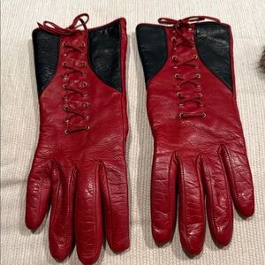 Red and Black Leather Gloves